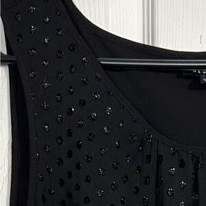 Jones New York tank, black, sz L, sheer top layer with sparkly polka dots